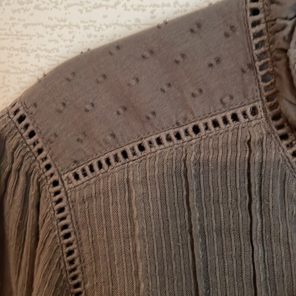 Faherty Charcoal Ruffled Henley Blouse - Picture 4 of 13